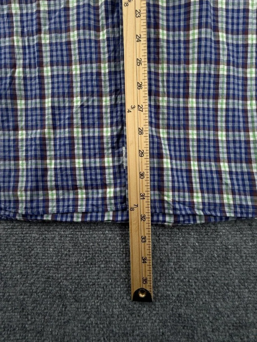 Peter Millar Long Sleeve Button Up Shirt Plaid Green Blue Cotton Adult Woven